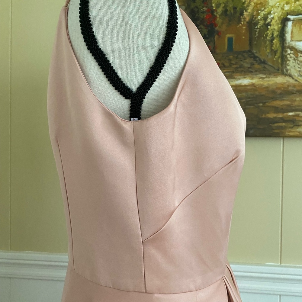 Flor et.al Satin V-neck A Line Gown - Picture 7 of 16